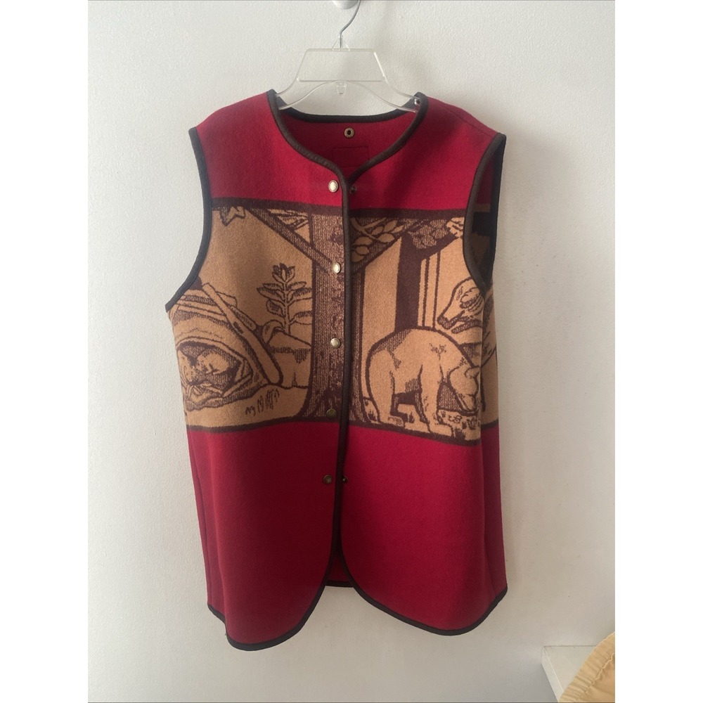 Rare Vintage Pendelton Field Jacket With Intarsia Wool Wildlife Vest Beaver Deer - Picture 14 of 16